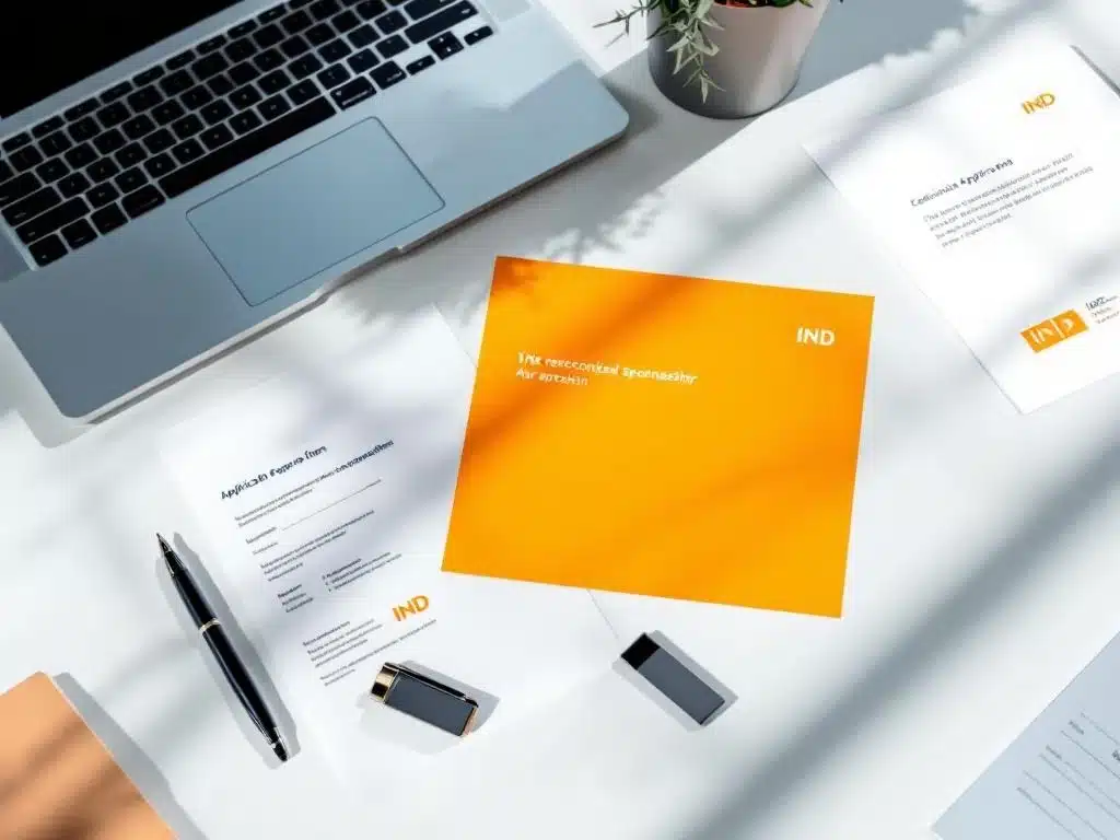 Nederlandse IND documenten op bureau met laptop en digitaal aanvraagformulier voor erkend referentschap